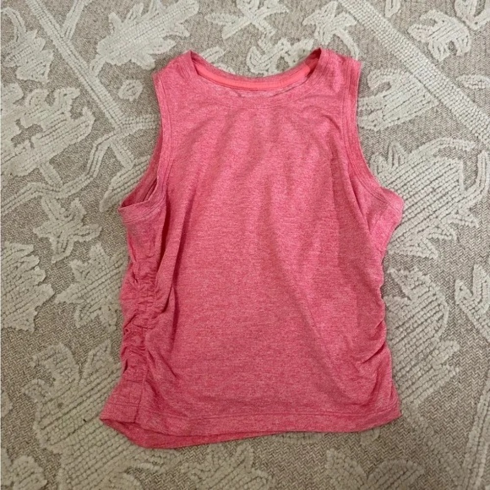 Women's Pink Side-Ruched Sleeveless Tank Top